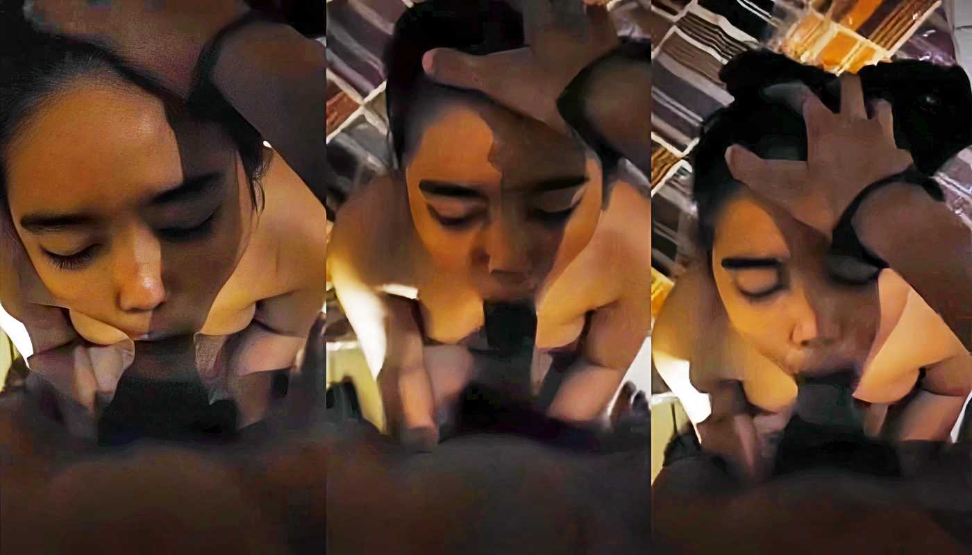 Horny Girlfriend knee Down and Giving Blowjob to Lover