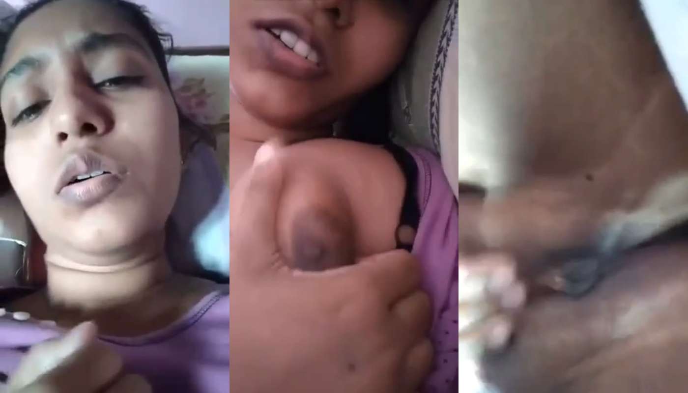 Horny Purple Dress Cute Girlfriend Showing Boobs and Fingering Pussy