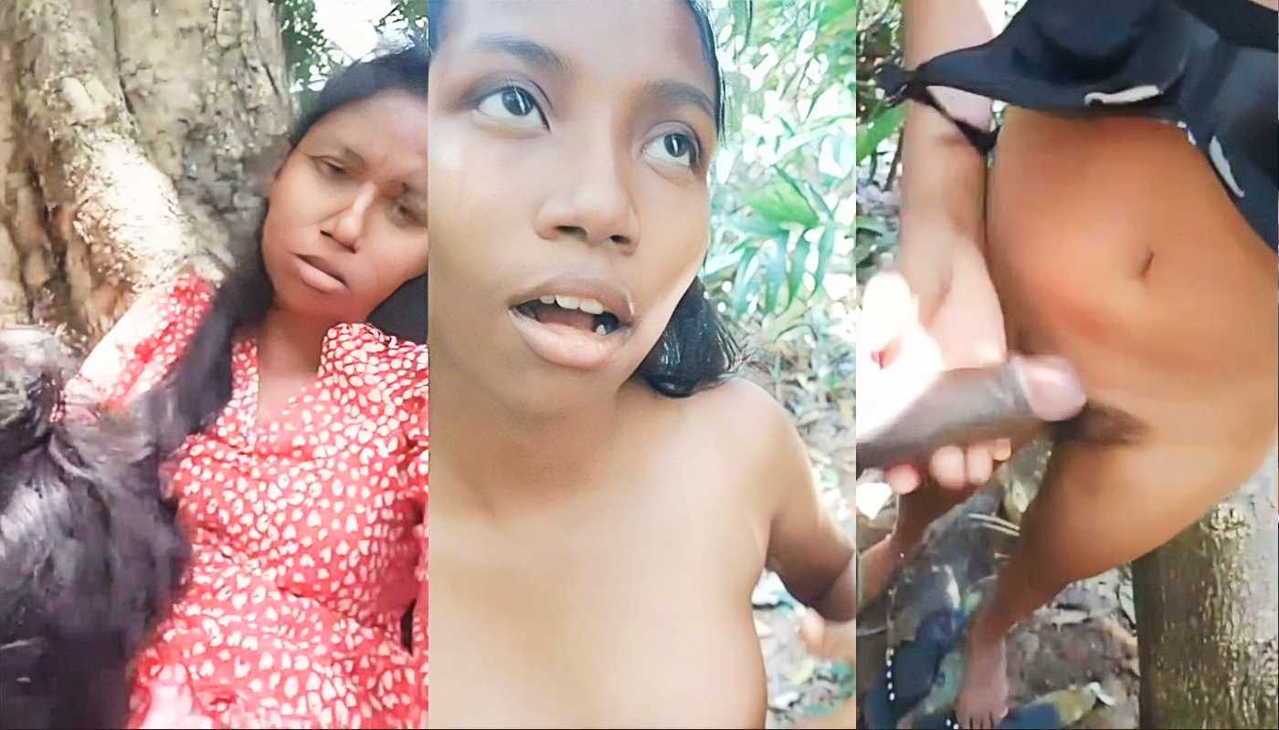 Sexy Red Dress Village Girlfriend Outdoor Pussy Licking Sex